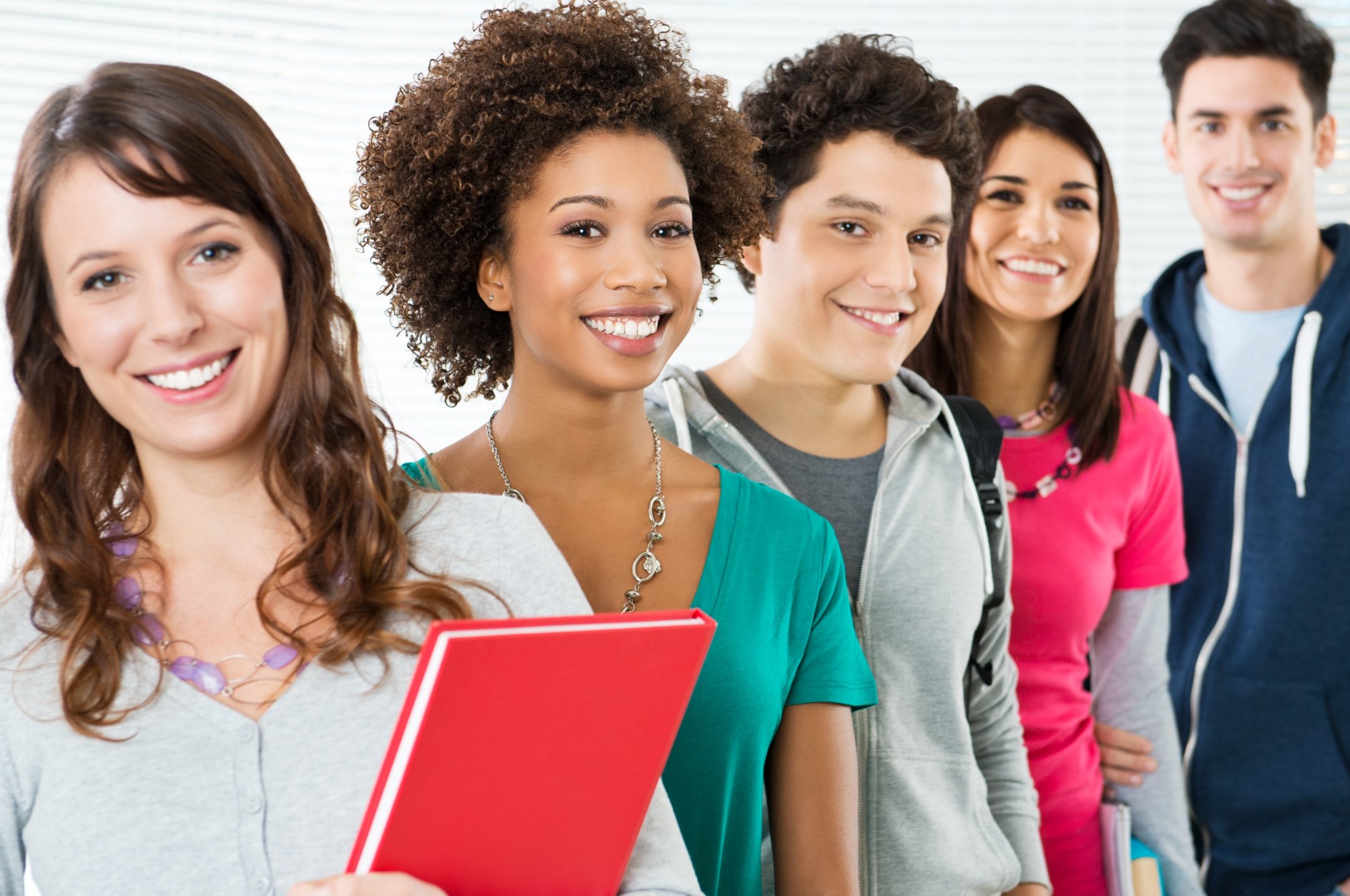 Group Of Happy Students Happy Smiling Students Standing In Row